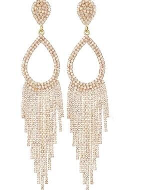Silver Rhinestone Drop Earrings*